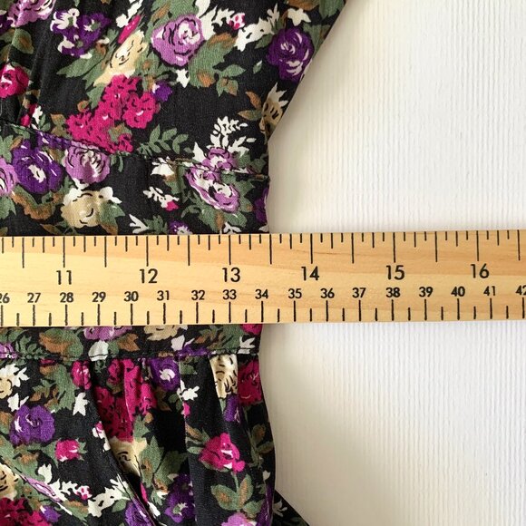 Vintage Floral Midi Dress - Black and Pink - Picture 13 of 15